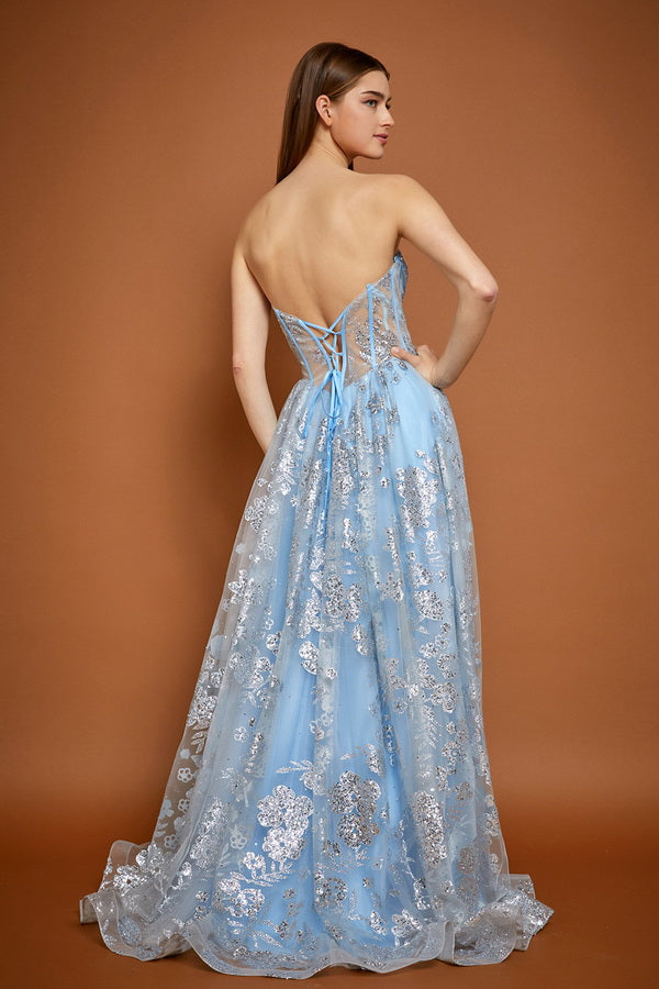 Vestido de Fiesta F-154 Ice Blue