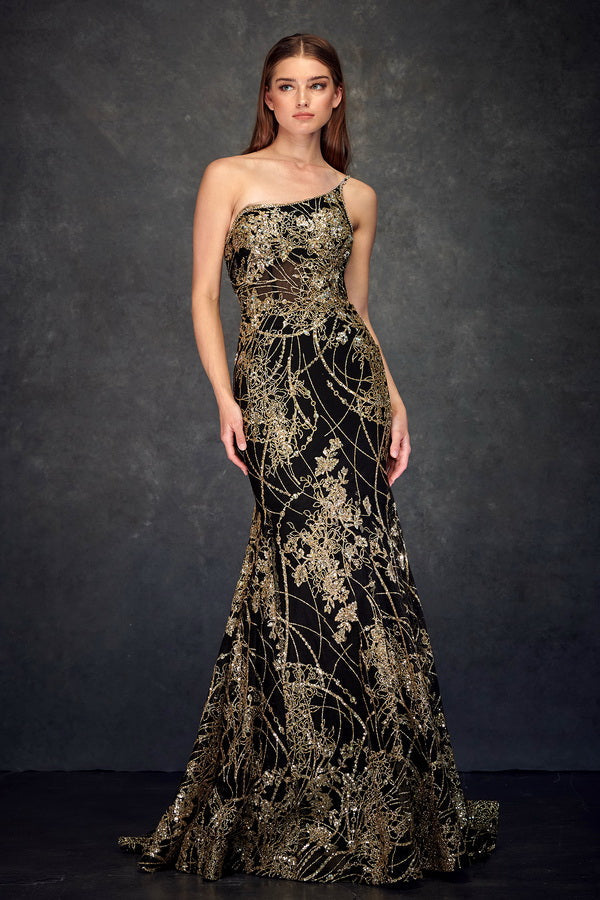 Vestido de Fiesta F-158 Black Gold