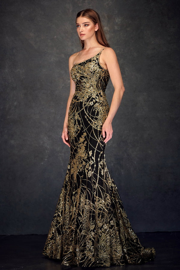 Vestido de Fiesta F-158 Black Gold
