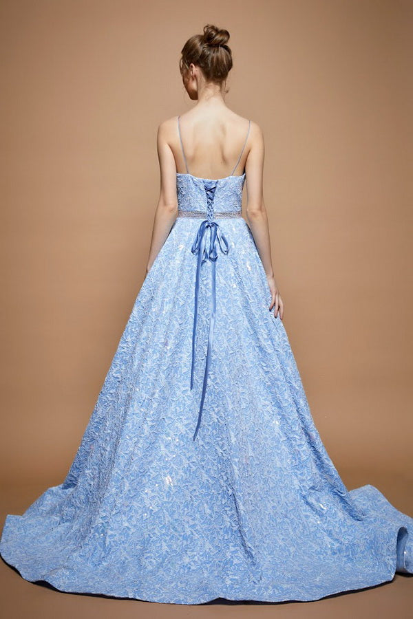 Vestido de Fiesta F-159 Celeste