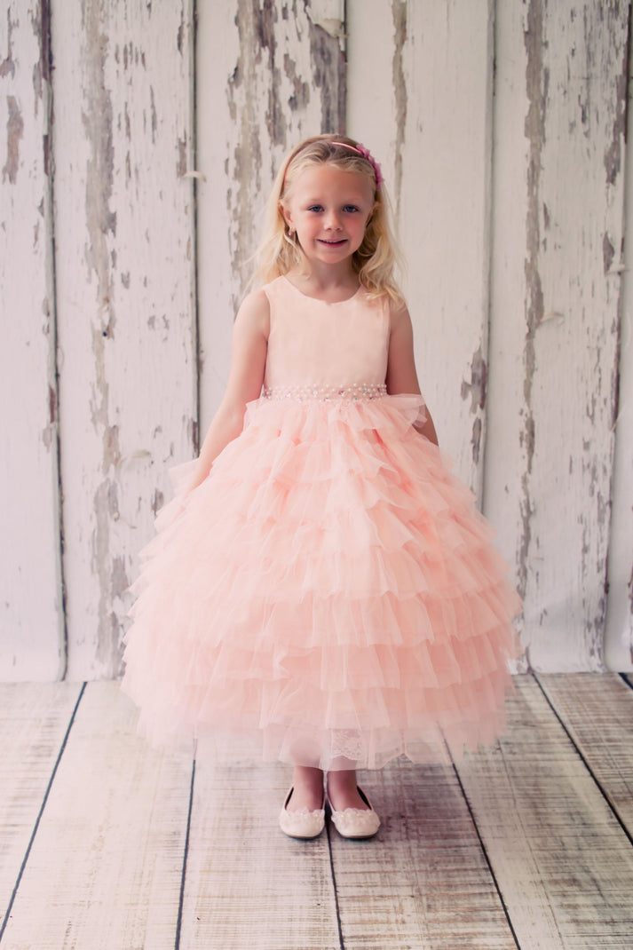 Vestido de Nina Flecos Peach