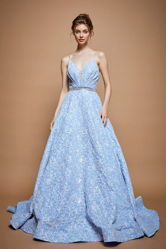 Vestido de Fiesta F-159 Celeste